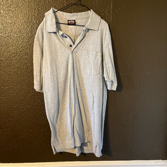 Gray Short Sleeve Harley-Davidson Button Down Polo, Size Large, Arrowhead Peoria - Picture 1 of 5